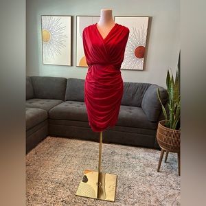 NWT Grace Karin Red Wrap Cocktail Sleeveless Pencil Mini Dress